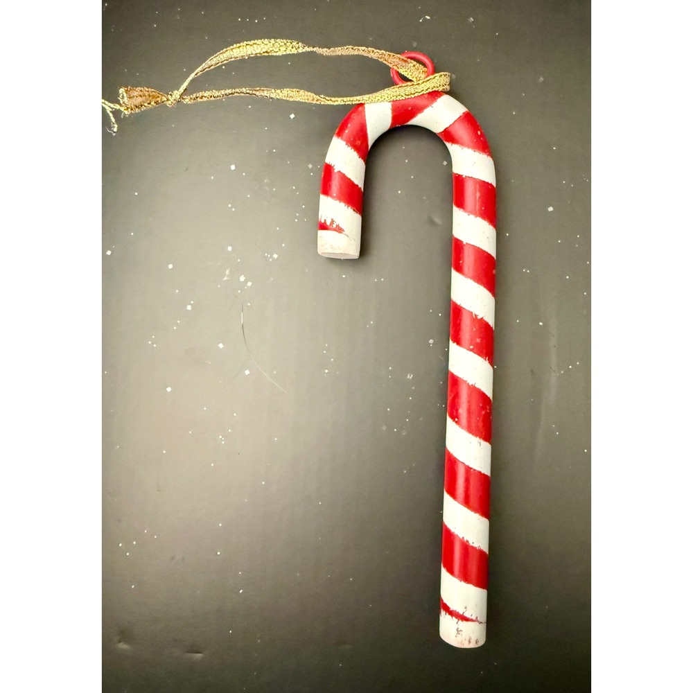Candy Cane Ornament Red White Good Vintage Rustic Stripe